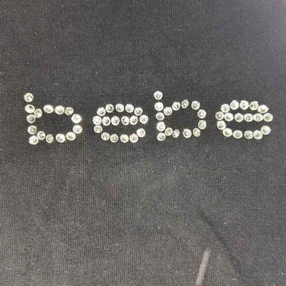 Bebe Rhinestone Embellished Bling Soft Cozy Sweater Black Size M - Picture 7 of 7